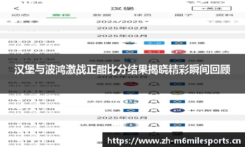 汉堡与波鸿激战正酣比分结果揭晓精彩瞬间回顾