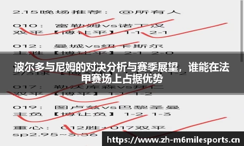 波尔多与尼姆的对决分析与赛季展望，谁能在法甲赛场上占据优势